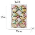 Set of 6 gold Christmas ball ornaments with snowflake patterns in a clear 18x12x6cm box - 6 Pcs Set / Gold