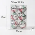 Set of 6 hand-painted silver Christmas balls with snowflake motifs in 18x12cm box - 6 Pcs Set / Silver