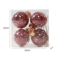 Set di 4 palline di Natale trasparenti con glitter rossi in scatola da 12x12x6cm - Rosso