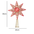 Estrella octogonal de 20 cm para árbol de Navidad en rojo y dorado con purpurina - Rojo