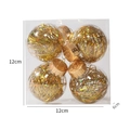 Set di 4 palline di Natale trasparenti con tinsel dorato, confezione 12x12x6cm - Oro