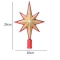 Rote 3D-Achteckstern Weihnachtsbaumspitze mit Goldglitzer-Finish, Maße 29x18cm - 18X29cm Achteckiger Baumspitze Stern / Rot