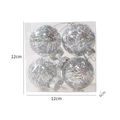 Set di 4 palline di Natale trasparenti con glitter argento in scatola 12x12cm - Argento