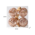 Set di 4 palline di Natale trasparenti in PET con imbottitura in seta oro rosa in box - Champagne