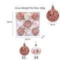 Detalle de 9 bolas de Navidad de 6cm en oro rosa y blanco con diseños de ciervos - Rosa oro