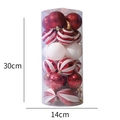 25-pack red and white Christmas ball set in clear cylinder, height 30cm and diameter 14cm - Medium Style / Red & White