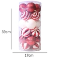 Set of 25 red and white assorted Christmas ornaments in a clear cylindrical storage tube - Large Style / Red & White