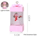 Pink gift box snowman lantern with 12x5cm dimensions and integrated LED light function - Pink Snowman / Pink