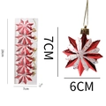 Red and white striped Christmas star ornaments with glitter finish in a 6-pack set - 16-Point Painted Star