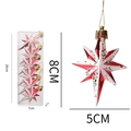 Set of 6 red and white glittery star Christmas ornaments with 8cm individual sizing - Eight-pointed Star Painted (6 Pieces) / Star