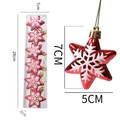 Set of 6 red Christmas star ornaments with white glitter snowflakes and gold strings - 6-Point Painted Star