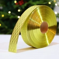 Metallic gold Christmas ribbon roll with mesh texture for elegant holiday gift wrapping - 1m / Blue
