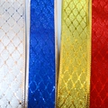 5cm metallic Christmas ribbon set in red gold blue and silver for gift wrapping decoration - 1m / Silver