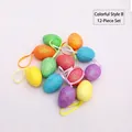 12-piece colorful glitter Easter eggs set with ribbons for festive hanging decoration - Multicolor Style B (Glitter)