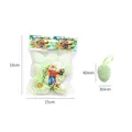 Set di 12 uova di Pasqua verde chiaro con adesivi di coniglietti e nastri appesi - verde chiaro