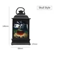 Skeleton style Halloween lantern with vintage black frame, 140mm height portable lamp - Skull Pattern