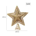 Cime de sapin de Noël étoile dorée scintillante avec motif linéaire et base spirale - Étoile Radiante de 20cm / Or