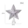 Cime de sapin de Noël étoile argentée de 230mm avec paillettes et support en spirale - Étoile Radiante de 20cm / Argent
