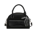 Borsa a tracolla a conchiglia nera con fiocco decorativo e nastro a quadretti chic - Nero