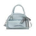 Bolso Boston azul claro de cuero sintético con lazo decorativo y correa ajustable - Azul