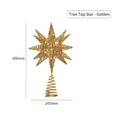 Gouden kerstboompiek ster van 30 cm met glinsterende afwerking voor decoratie - Geen Licht-Goud