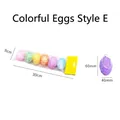 Pack of 6 colorful textured Easter eggs with hanging ribbons in vibrant mixed colors - Style E (Glitter Granule Style)
