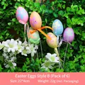 Easter foam egg stakes with glitter floral patterns and bows for festive floral arrangements - Flower Painted Style (Style B)