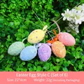 Easter egg decoration set with 6 colorful foam eggs on sticks with ribbons and flower motifs - Polka Dot Flower Style (Style C)