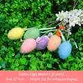 Set of 6 colorful Easter egg picks with ribbons for festive floral arrangements - Shiny Silk Fiber Style (E) / Set of 6