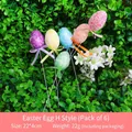 Easter foam egg stakes in purple yellow blue orange pink and green for floral decor - Fine Glitter Style (H) / Set of 6