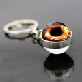 Evil eye glass ball keychain with red dragon eye pattern and silver metal ring - Red Yellow Dragon Eye (JY007784-3)