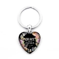 Heart keychain with floral design and GRACE upon Grace John 1:16 scripture text - GRACE upon Grace (John 1:16) / Silver