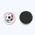 25mm glass soccer fridge magnet with black and white football pattern and magnetic back - Black and White Soccer Blue Star Style (JY007734-1)