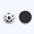 Soccer ball glass fridge magnet with colorful splatter design and magnetic back - Realistic Soccer Ink Splash Style (JY007734-2)
