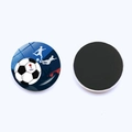 25mm crystal glass soccer fridge magnet with blue background and magnetic back side - Player Silhouette Blue Dynamic Style (JY007734-3)