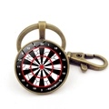 Porte-clés rétro en bronze avec motif de fléchettes et crochet mousqueton - Cible Rouge et Noire (JY007748-铜5) / Bronze