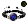 Luminous Pisces zodiac beaded bracelet with black matte beads and adjustable cord - Pisces