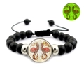 Luminous twelve constellations beaded bracelet with black matte beads and adjustable rope - Gemini