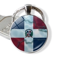 Porte-clés avec drapeau de la République Dominicaine et dôme en verre argenté - Jy007814-3
