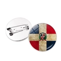 Spilla bandiera Repubblica Dominicana con trama vintage e chiusura a spilla argentata - Stile Texture Retrò (JY007815-2)