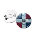 Spilla bandiera della Repubblica Dominicana con gemma in vetro e chiusura di sicurezza - Stile Bandiera Realistico (JY007815-3)