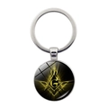 Portachiavi massonico con emblema squadra e compasso oro e nero su ciondolo - Stile Luce Radiale Oro Nero (JY007851-4)