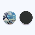Magnetic glass fridge magnet with Great Wave and Starry Night art style 25mm - Wave and Starry Night Art Fusion (JY007816-7)