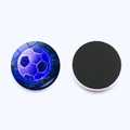 Calamita da frigo tonda 25mm in vetro con design calcio a fiamme blu e viola - Stile Calcio Fiamma Blu Viola (JY007863-3)