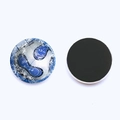 25mm glass fridge magnet with blue wave pattern and round black magnetic back - Blue White Water Ripple Style (JY007863-6)