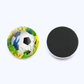 Round football fridge magnet with Brazil flag color splash and black magnetic back - Brazil Art Soccer Style (JY007863-8)