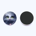Imán de nevera gato gris con cúpula de cristal 25mm y base magnética redonda - Estilo Gato Gris (JY007919-2)