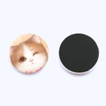 Imán de nevera de gato en vidrio de cristal de 25mm con imán negro redondo en la parte trasera - Gato Naranja Blanco Lazo (JY007919-4)
