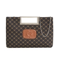 Retro-Schultertasche mit Monogramm, G-Logo-Patch und Silbergriff in dunklem Braunton - Braun