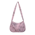Borsa sottobraccio rosa con stampa di foglie di bambù e cerniera bianca su bianco - Viola